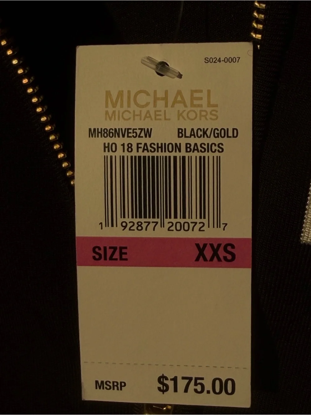 MICHAEL KORS NWT Black Gold Logo Zip Sweater Jacket XXS $175